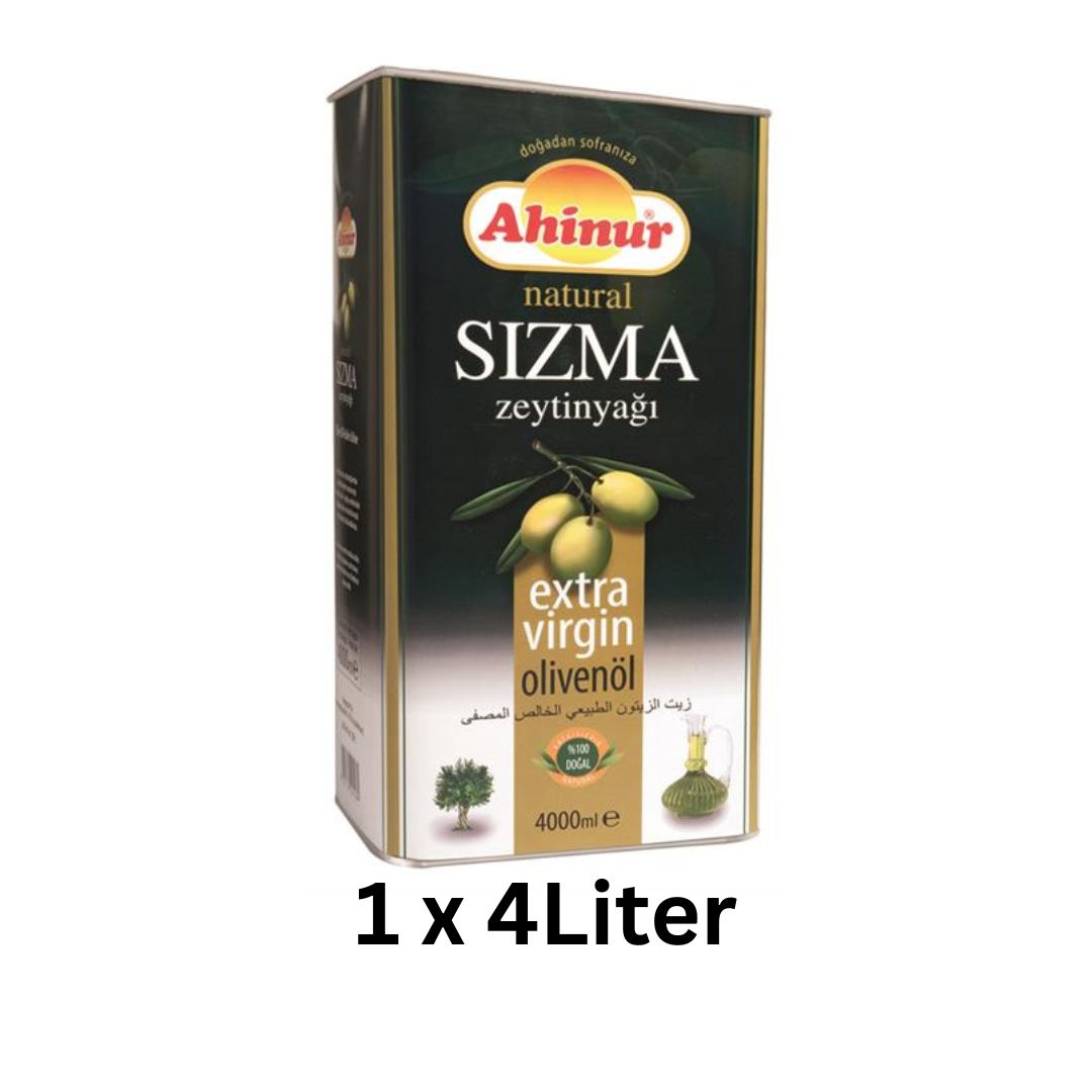 Ahinur Zeytinyağı Sızma 1 x 4Liter Teneke – Natives Olivenöl Extra im Blechkanister – Premiumqualität aus der Türkei